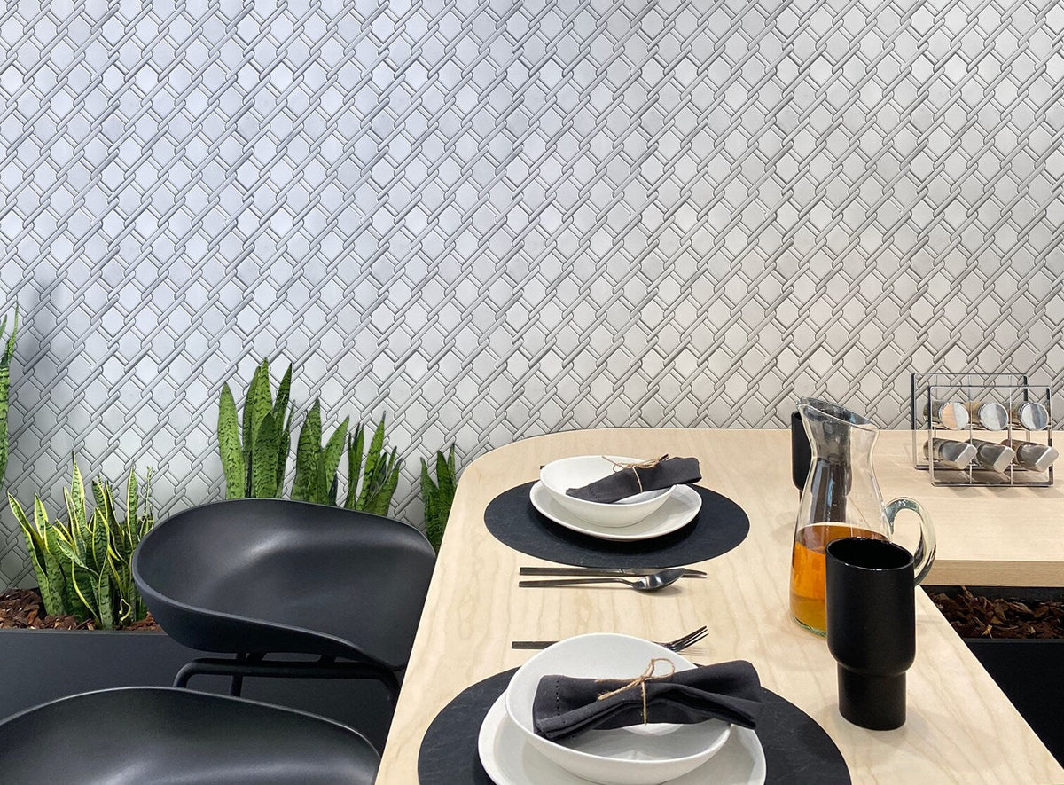 Apollo Tile Athens White 11-in x 12-in Polished Natural Stone Marble Basketweave Marble Look Floor and Wall Tile (4.66-sq. ft/ Carton)