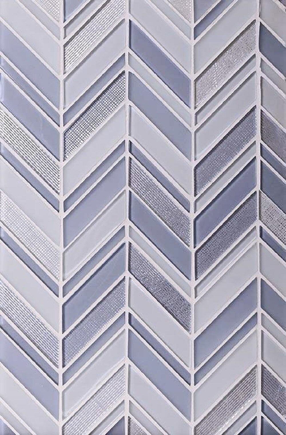 Apollo Tile Glacier Blue and White 11-in x 11-in Polished Glass Chevron Floor and Wall Tile (3.76-sq. ft/ Carton)