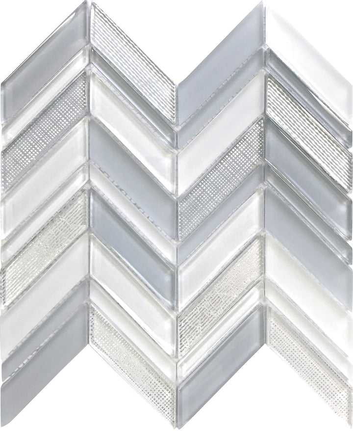 Apollo Tile Glacier Blue and White 11-in x 11-in Polished Glass Chevron Floor and Wall Tile (3.76-sq. ft/ Carton)