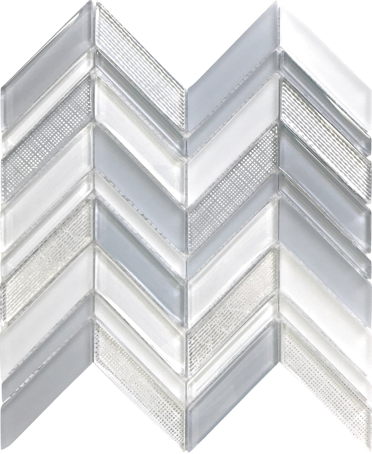 Apollo Tile (Sample) Glacier Blue and White 4-in x 4-in Multi-finish Glass Chevron Mosaic Floor and Wall Tile