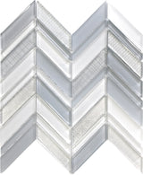 Apollo Tile (Sample) Glacier Blue and White 4-in x 4-in Multi-finish Glass Chevron Mosaic Floor and Wall Tile