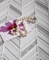 Apollo Tile (Sample) Glacier White and Gray 4-in x 4-in Polished Glass Chevron Mosaic Floor and Wall Tile