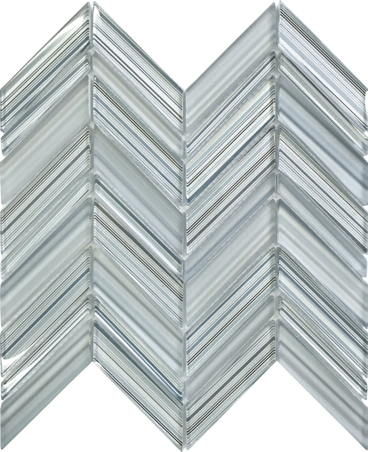Apollo Tile (Sample) Glacier Blue and Gray 4-in x 4-in Polished Glass Chevron Mosaic Floor and Wall Tile