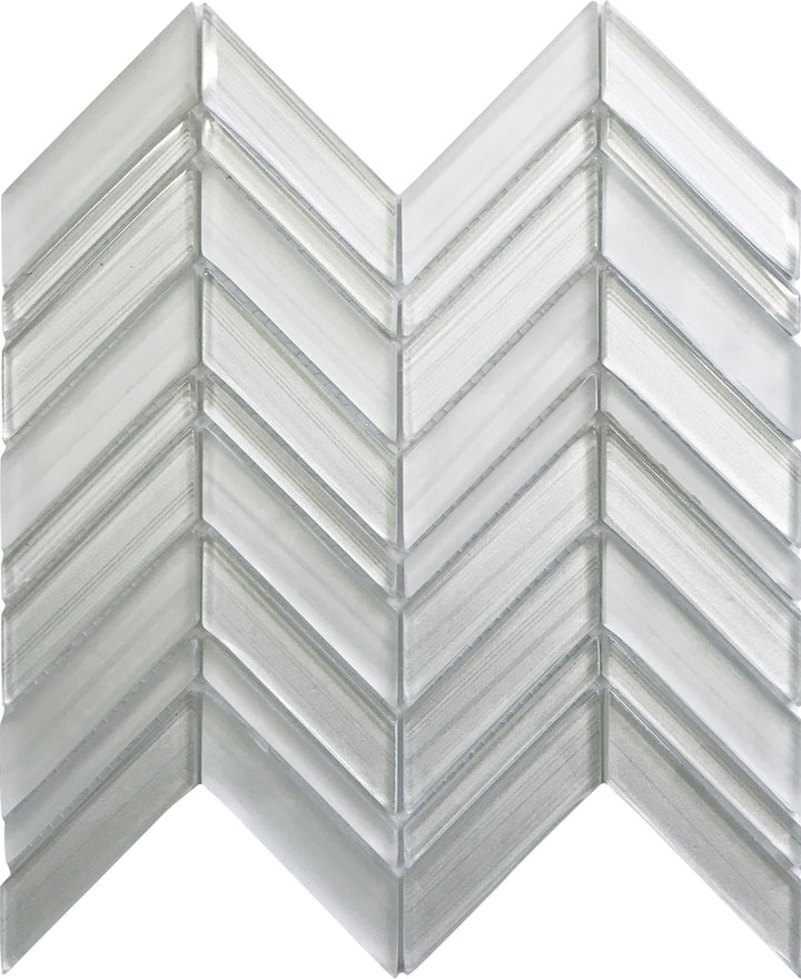 Apollo Tile (Sample) Glacier Pearl White 4-in x 4-in Polished Glass Chevron Mosaic Floor and Wall Tile