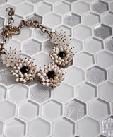 Apollo Tile (Sample) Glacier White and Gray 4-in x 4-in Polished Glass Honeycomb Mosaic Floor and Wall Tile