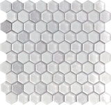 Apollo Tile Glacier White and Gray 12-in x 12-in Multi-finish Glass Honeycomb Patterned Floor and Wall Tile (4.83-sq. ft/ Carton)