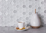Apollo Tile (Sample) Glacier White and Gray 4-in x 4-in Polished Glass Honeycomb Mosaic Floor and Wall Tile