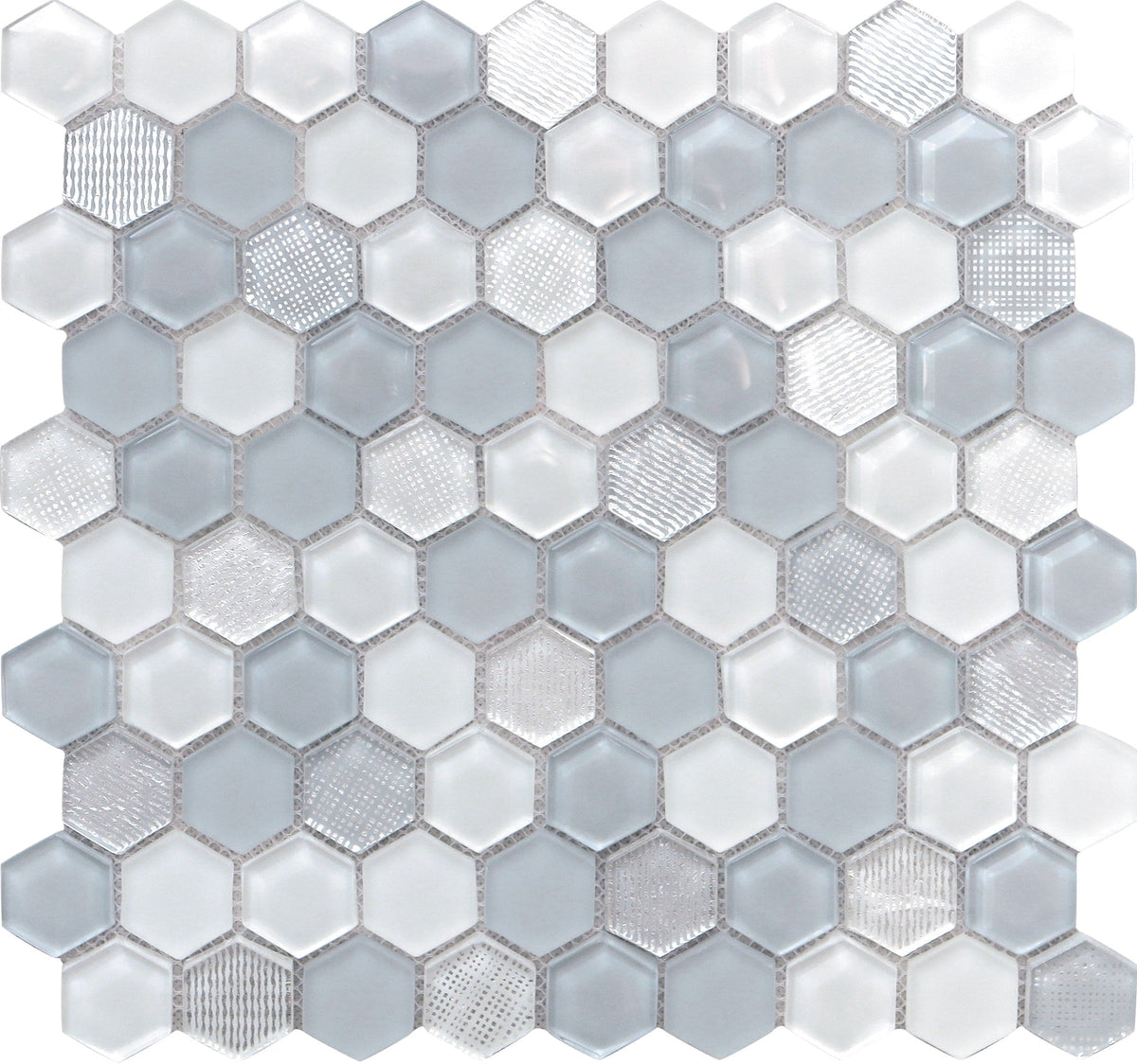 Apollo Tile (Sample) Glacier Blue 4-in x 4-in Polished Glass Honeycomb Mosaic Floor and Wall Tile
