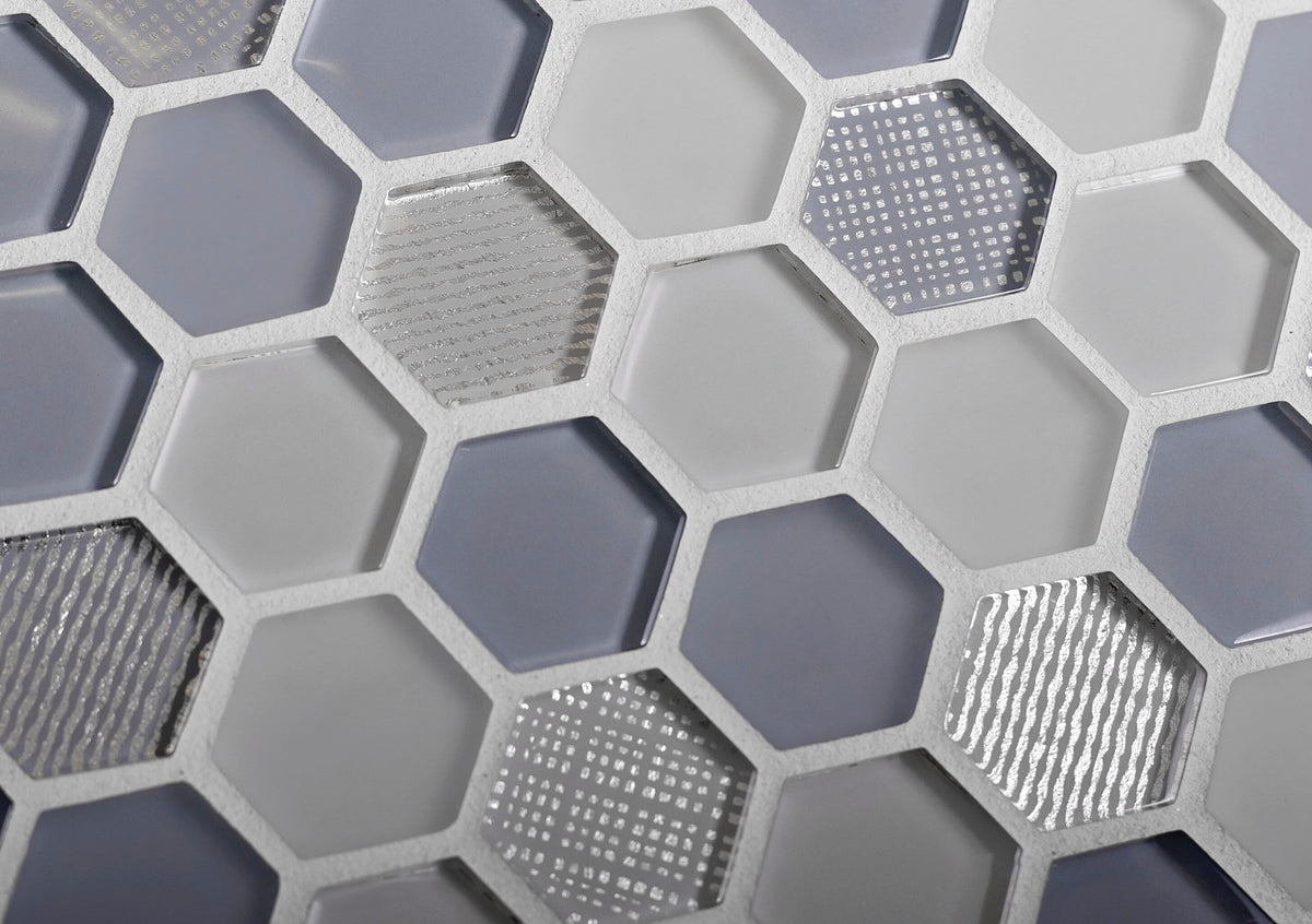 Apollo Tile (Sample) Glacier Blue 4-in x 4-in Polished Glass Honeycomb Mosaic Floor and Wall Tile