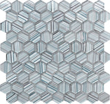 Apollo Tile (Sample) Glacier Blue and Gray 4-in x 4-in Polished Glass Honeycomb Mosaic Floor and Wall Tile