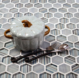 Apollo Tile (Sample) Glacier Blue and Gray 4-in x 4-in Polished Glass Honeycomb Mosaic Floor and Wall Tile