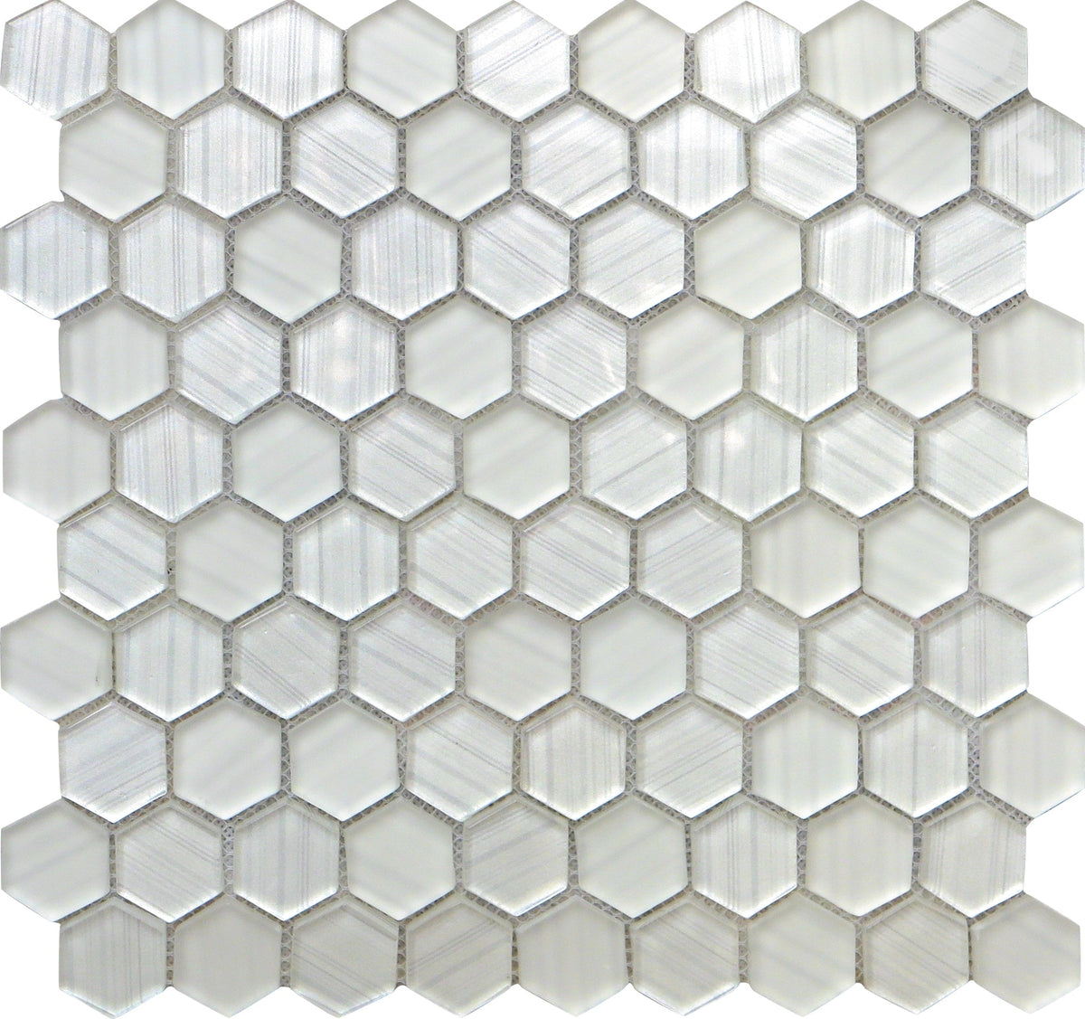Apollo Tile Glacier Pearl White 12-in x 12-in Multi-finish Glass Patterned Hexagon Mosaic Floor and Wall Tile product image