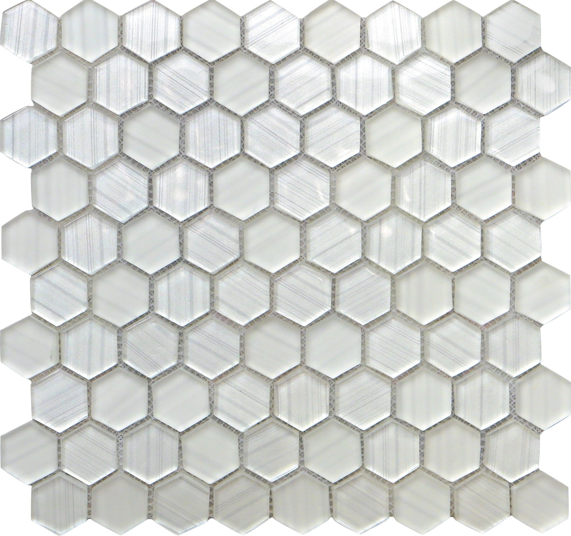 Apollo Tile Glacier Pearl White 12-in x 12-in Multi-finish Glass Patterned Hexagon Mosaic Floor and Wall Tile product image