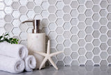 Apollo Tile (Sample) Glacier Pearl White 4-in x 4-in Polished Glass Honeycomb Mosaic Floor and Wall Tile
