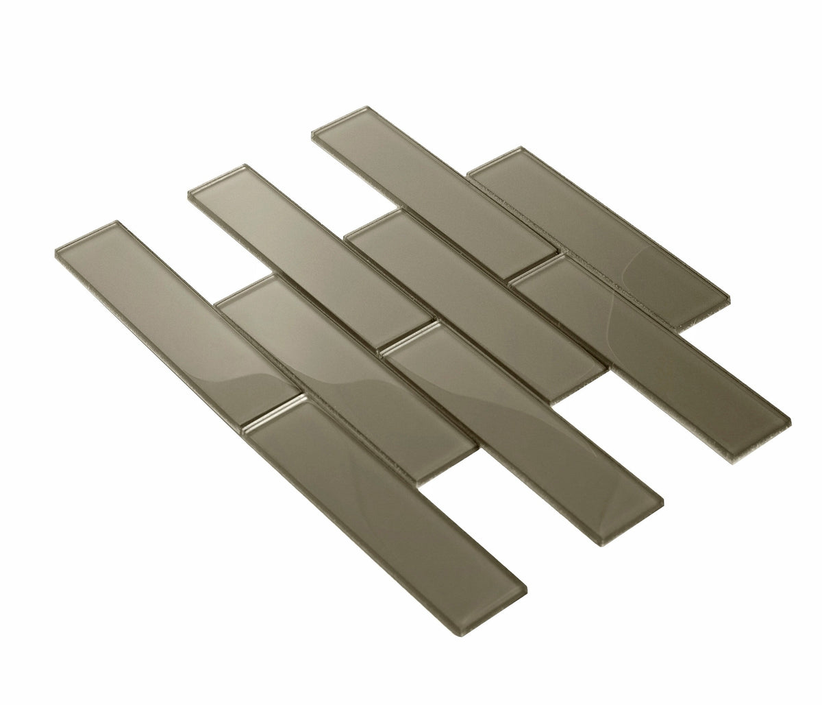 Apollo Tile (Sample) Cosmos Stone Gray 4-in x 4-in Glossy Marble Brick Mosaic Wall Tile