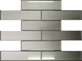 Apollo Tile (Sample) Cosmos Light Gray 4-in x 4-in Glossy Glass Brick Mosaic Wall Tile