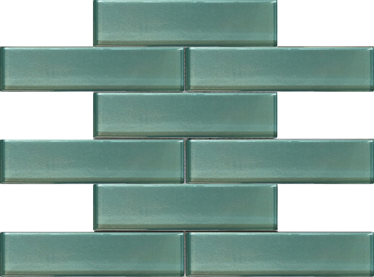 Apollo Tile (Sample) Cosmos Turkish Blue 4-in x 4-in Glossy Glass Brick Mosaic Wall Tile