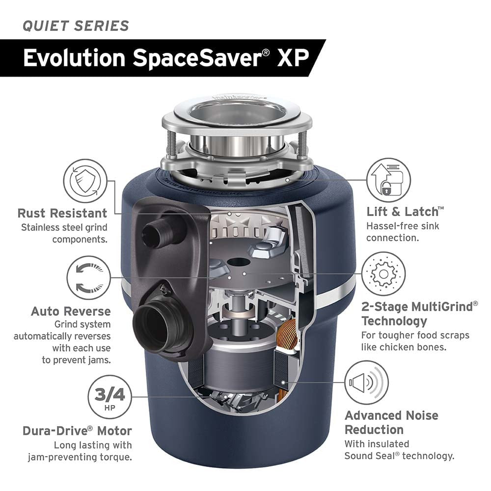 InSinkErator Evolution SpaceSaver XP 3/4-HP Continuous-Feed Garbage Disposal with SoundSeal Noise Insulation