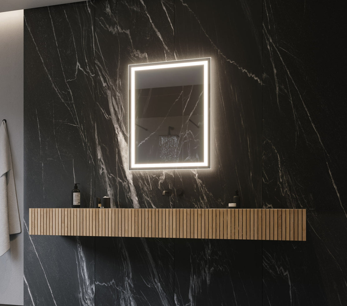 PARIS MIRROR Harmony Cabinet 24-in x 32-in Lighted LED Surface Mount 3000K Mirrored Soft Close Medicine Cabinet