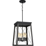 Progress Lighting Briarwood 4-Light Textured Black Farmhouse Rectangle Medium Hanging Pendant Light