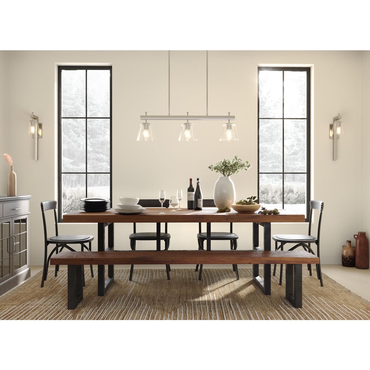 Progress Lighting Saffert 3-Light Brushed Gray Transitional Chandelier