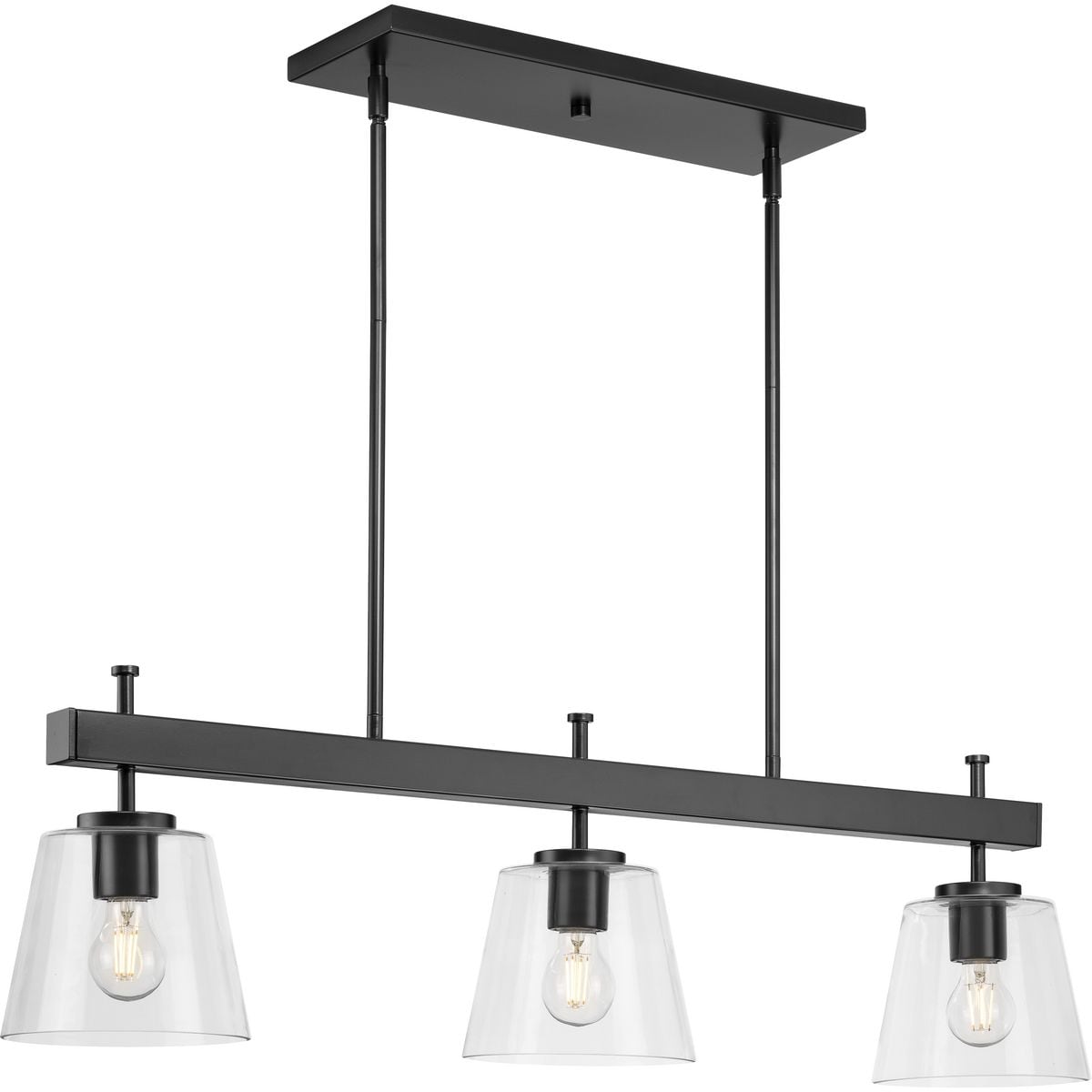 Progress Lighting Saffert 3-Light Matte Black Transitional Chandelier