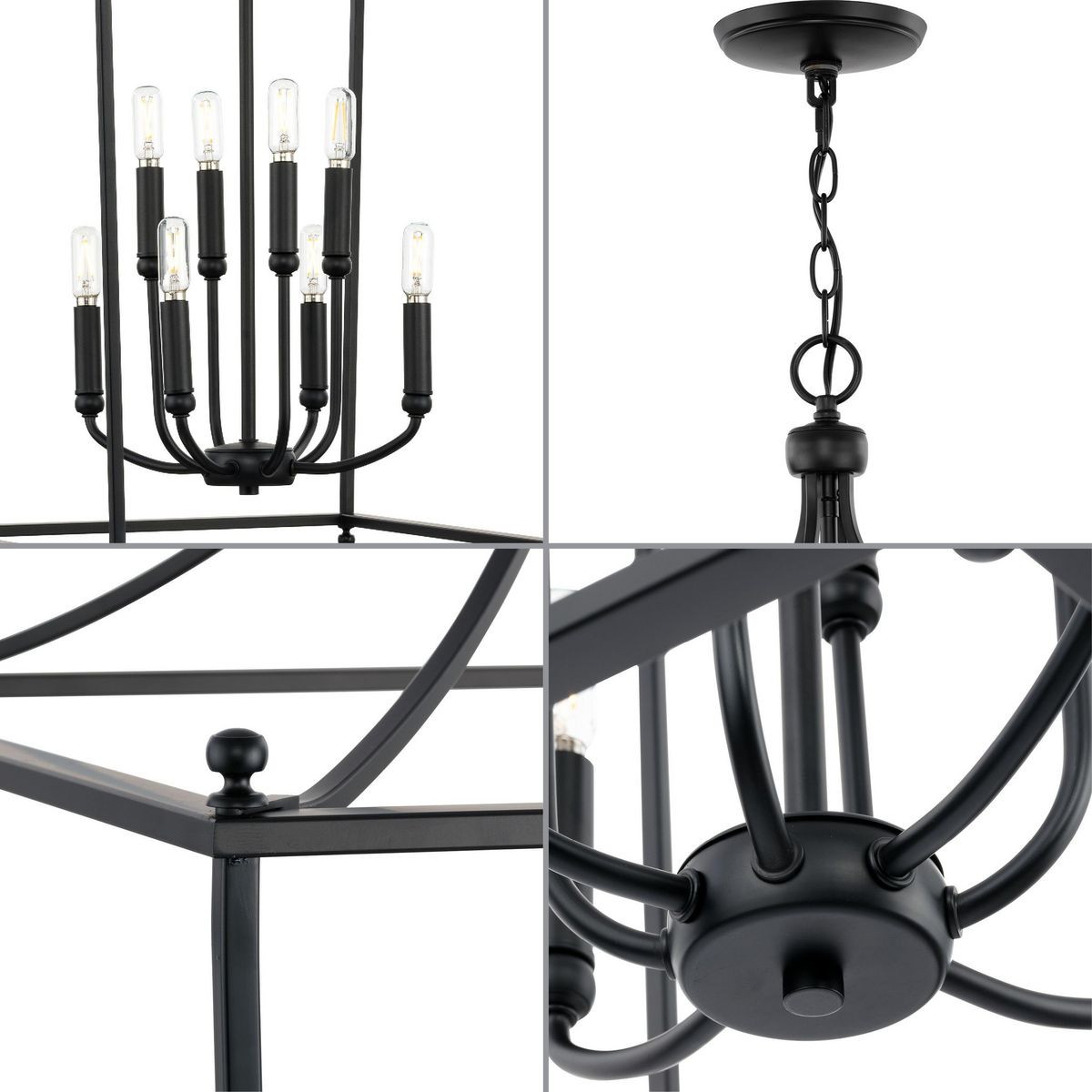 Progress Lighting Parkhurst 8-Light Matte Black Transitional Chandelier