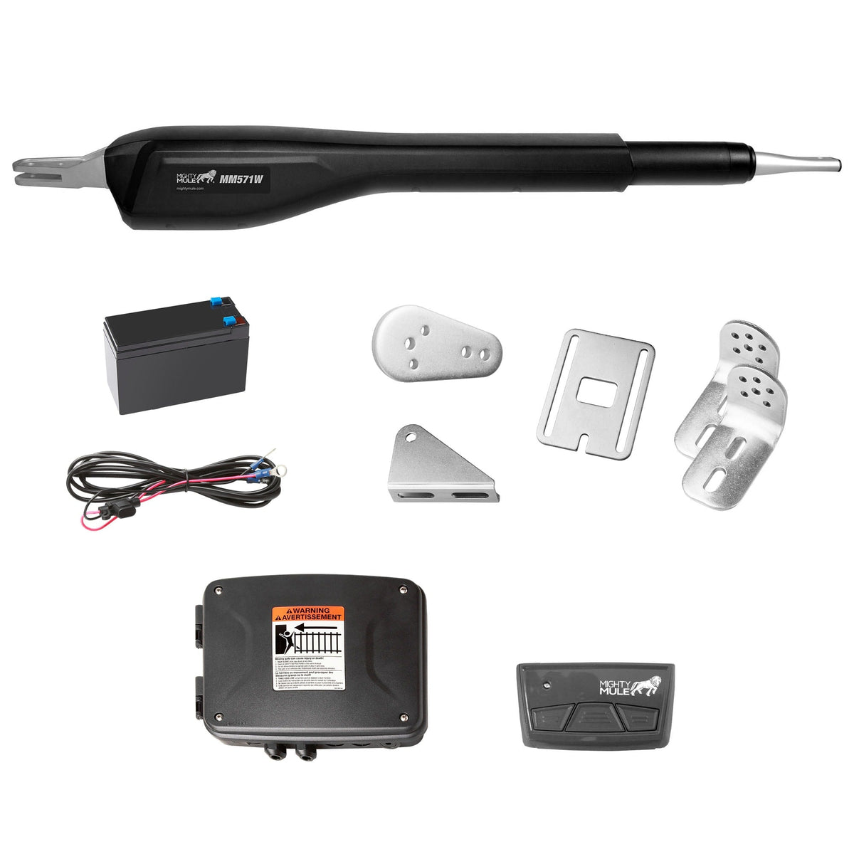 Mighty Mule 18-ft Single Swing Universal Battery Driveway Gate Opener Kit (Solar Compatible)