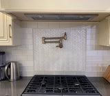 Apollo Tile (Sample) Winterland White 4-in x 4-in Glossy Glass Herringbone Mosaic Floor and Wall Tile