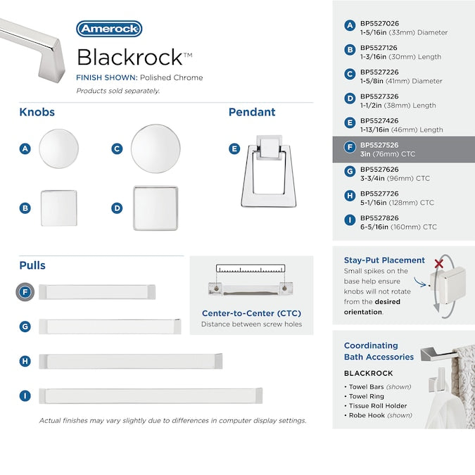 Amerock Blackrock (76mm) Center to Center Arch Handle Drawer Pull