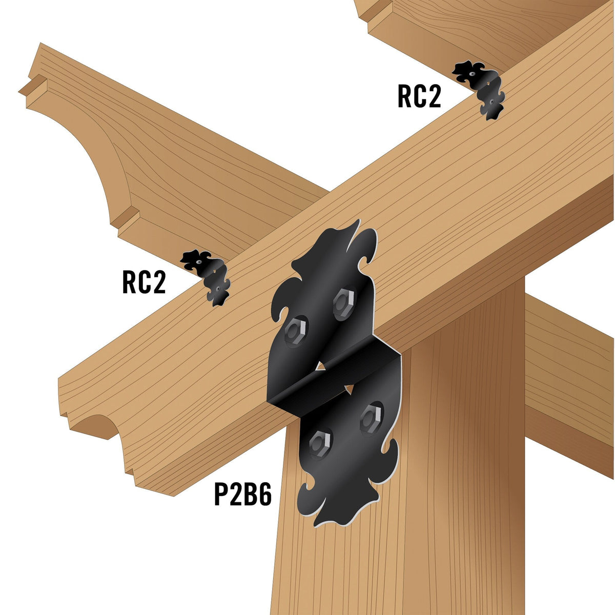 Nuvo Iron 10.25-in x 5.25-in Powder Coated Black Painted Galvanized Steel Post Connector (2-Pack)