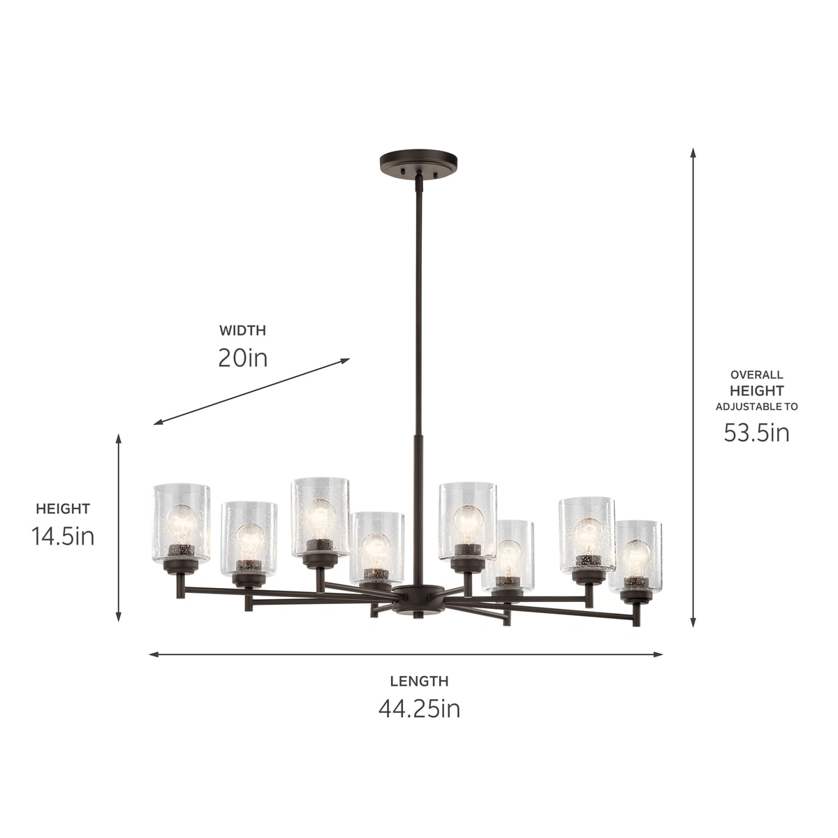 Kichler Winslow 8-Light Distressed Bronze Modern/Contemporary Chandelier