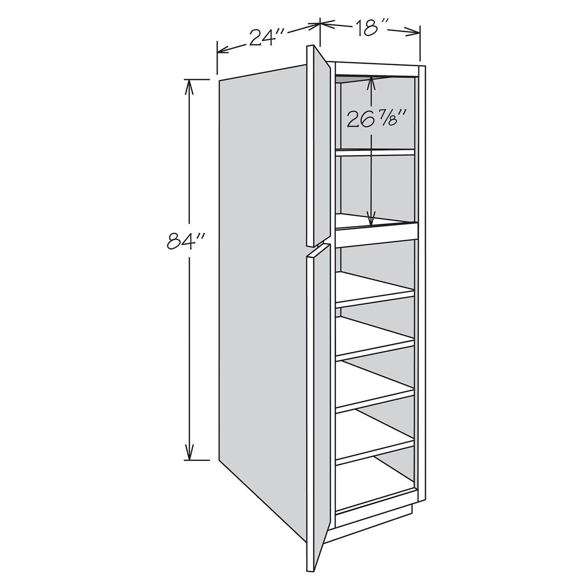 allen + roth Aveley 18-in W x 84-in H x 24-in D Linen Pantry Fully Assembled Cabinet (Flat Panel Shaker Door Style)