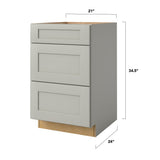 allen + roth Stonewall 21-in W x 34.5-in H x 24-in D Stone 3-Drawer Base Fully Assembled Cabinet (Flat Panel Style)