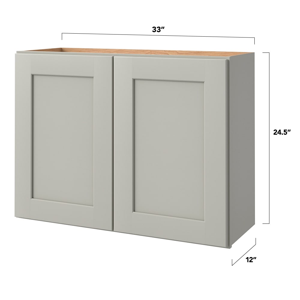 allen + roth Stonewall 33-in W x 24.5-in H x 12-in D Stone Wall Fully Assembled Cabinet (Flat Panel Shaker Door Style)