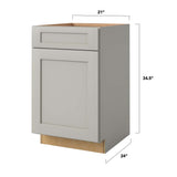 allen + roth Stonewall 21-in W x 34.5-in H x 24-in D Stone 1-Drawer Base Fully Assembled Cabinet (Flat Panel Shaker Style)
