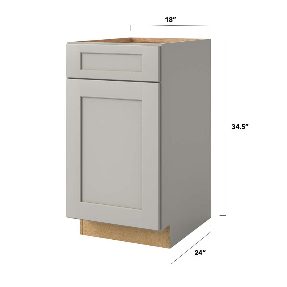 allen + roth Stonewall 18-in W x 34.5-in H x 24-in D Stone 1-Drawer Base Fully Assembled Cabinet (Flat Panel Shaker Style)