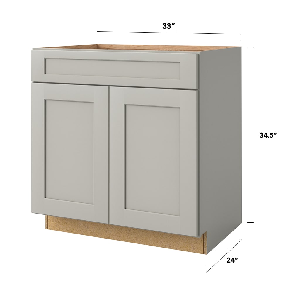 allen + roth Stonewall 33-in W x 34.5-in H x 24-in D Stone 1-Drawer Base Fully Assembled Cabinet (Flat Panel Shaker Style)