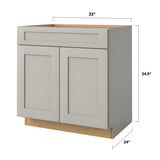 allen + roth Stonewall 33-in W x 34.5-in H x 24-in D Stone 1-Drawer Base Fully Assembled Cabinet (Flat Panel Shaker Style)