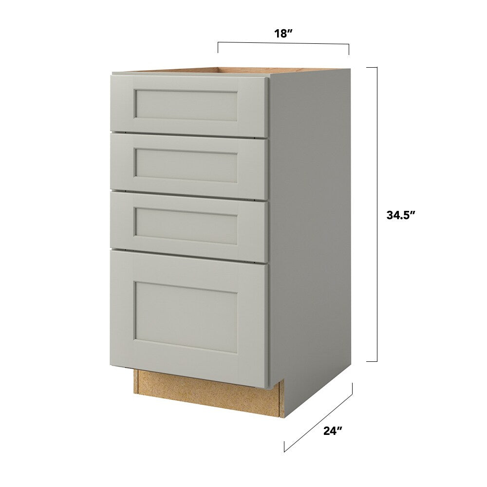 allen + roth Stonewall 18-in W x 34.5-in H x 24-in D Stone 4-Drawer Base Fully Assembled Cabinet (Flat Panel Style)