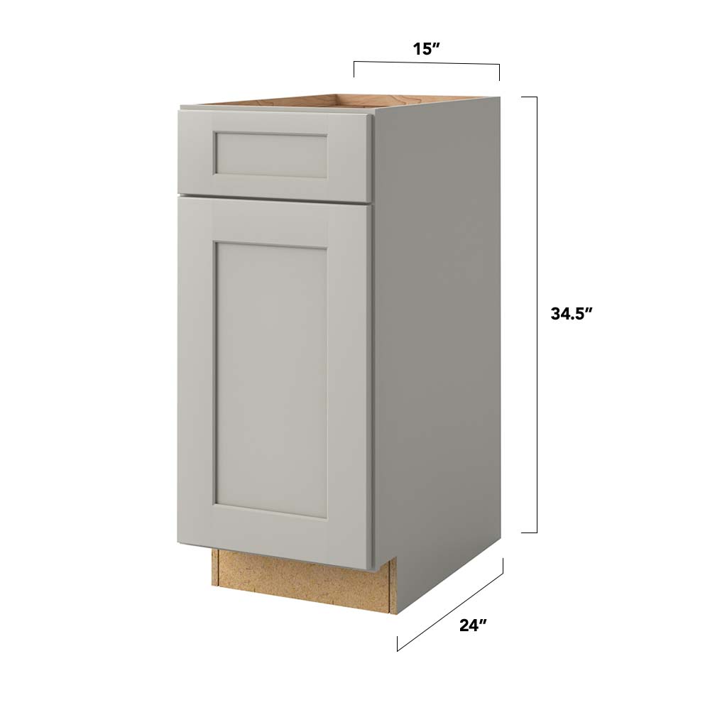 allen + roth Stonewall 15-in W x 34.5-in H x 24-in D Stone Blind 1-Drawer Base Fully Assembled Cabinet (Flat Panel Shaker Style)