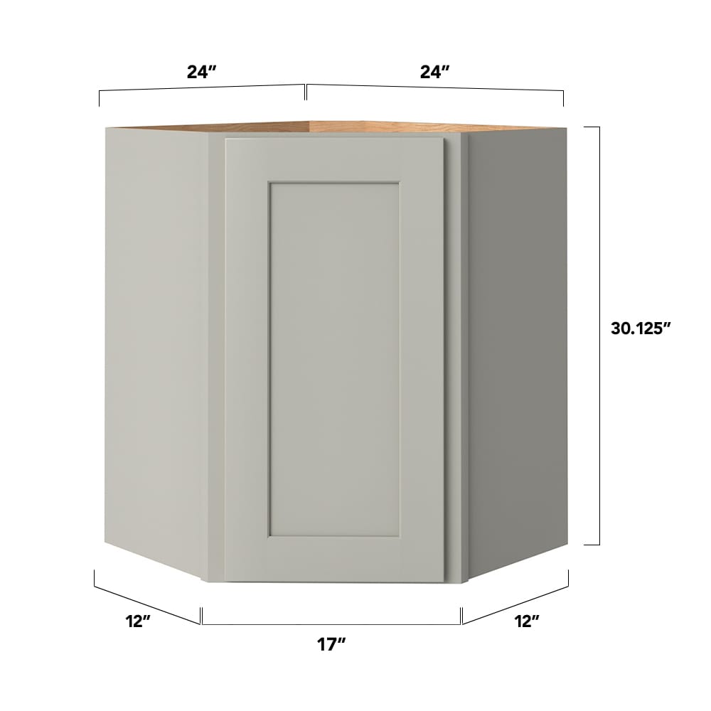 allen + roth Stonewall 24-in W x 30.125-in H x 20-in D Stone Diagonal Corner Wall Fully Assembled Cabinet (Flat Panel Shaker Style)