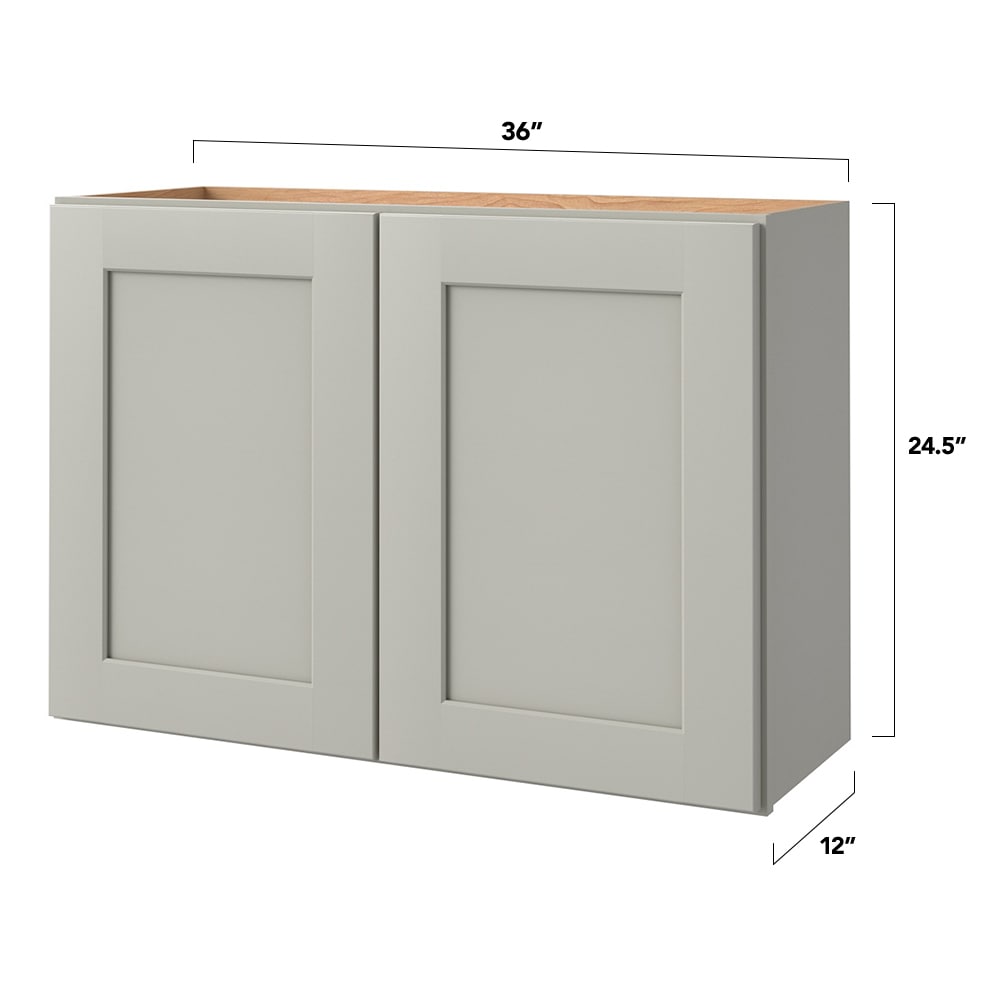 allen + roth Stonewall 36-in W x 24.5-in H x 12-in D Stone Wall Fully Assembled Cabinet (Flat Panel Shaker Door Style)