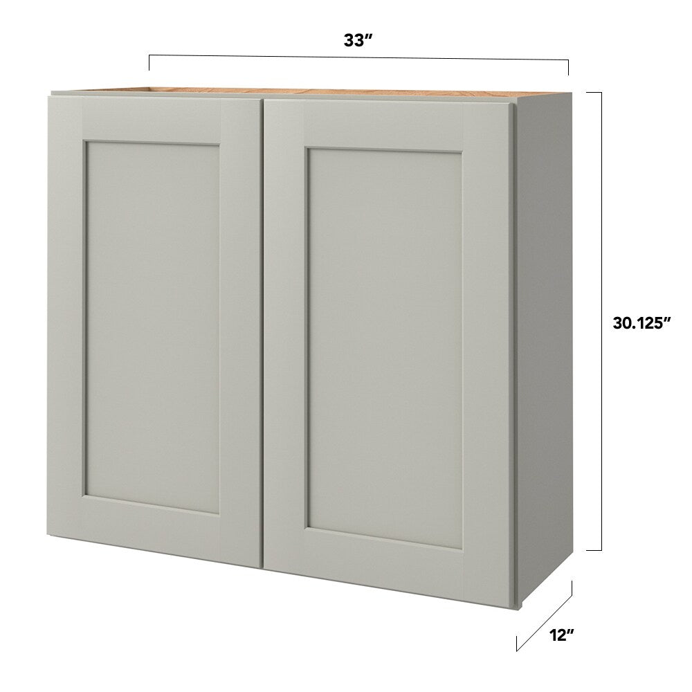 allen + roth Stonewall 33-in W x 30.125-in H x 12-in D Stone Wall Fully Assembled Cabinet (Flat Panel Shaker Door Style)