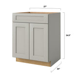 allen + roth Stonewall 27-in W x 34.5-in H x 24-in D Stone 1-Drawer Base Fully Assembled Cabinet (Flat Panel Shaker Style)