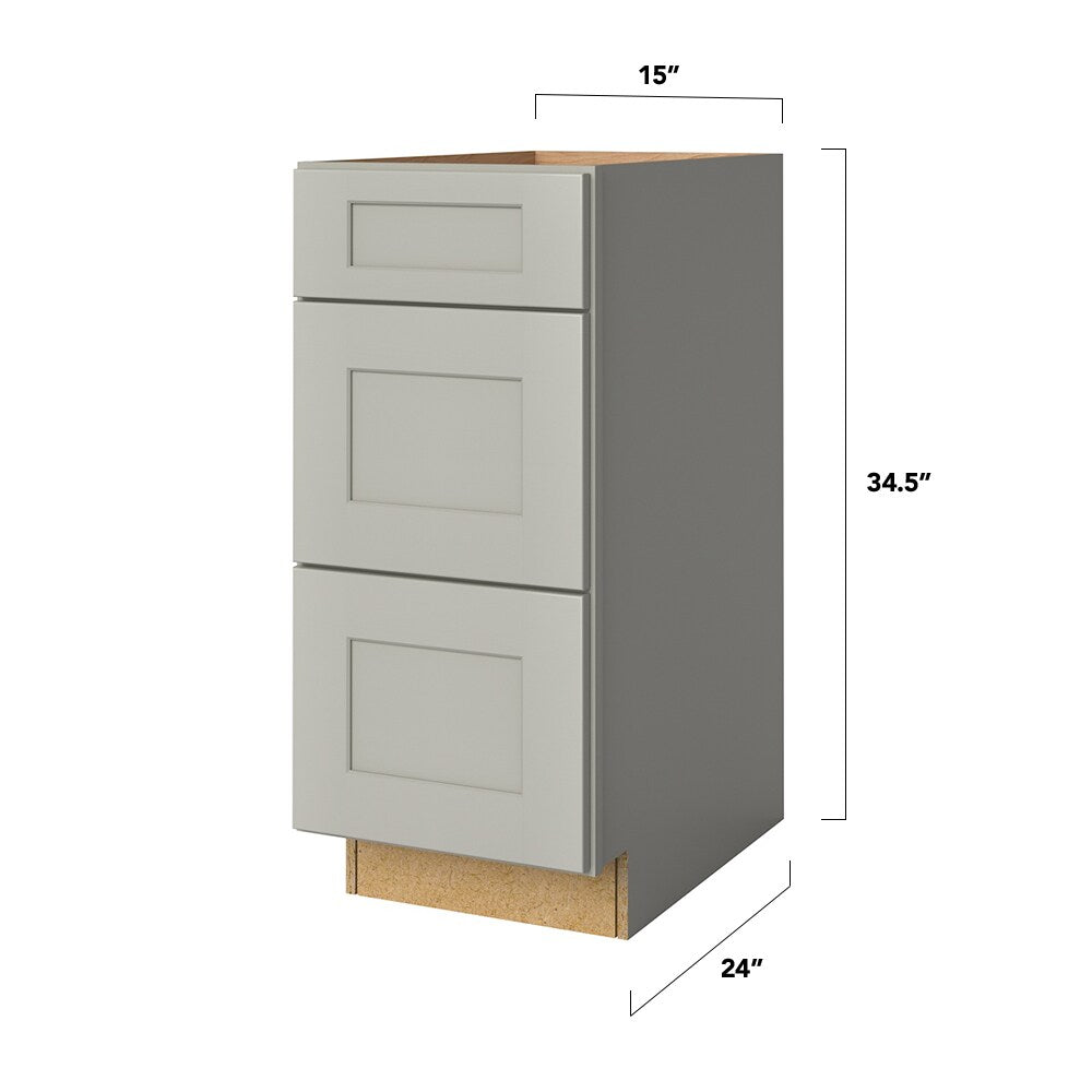 allen + roth Stonewall 15-in W x 34.5-in H x 24-in D Stone 3-Drawer Base Fully Assembled Cabinet (Flat Panel Style)