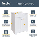 Style Selections Ellenbee 24.5-in White Single Sink Bathroom Vanity with White Cultured Marble Top