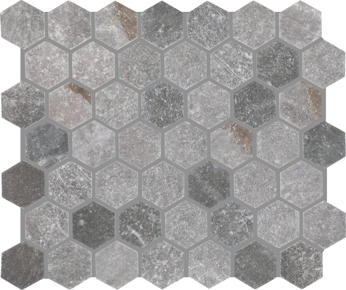 STAINMASTER Harbor Gray 10-in x 12-in Matte Ceramic Hexagon Mosaic Floor and Wall Tile product image