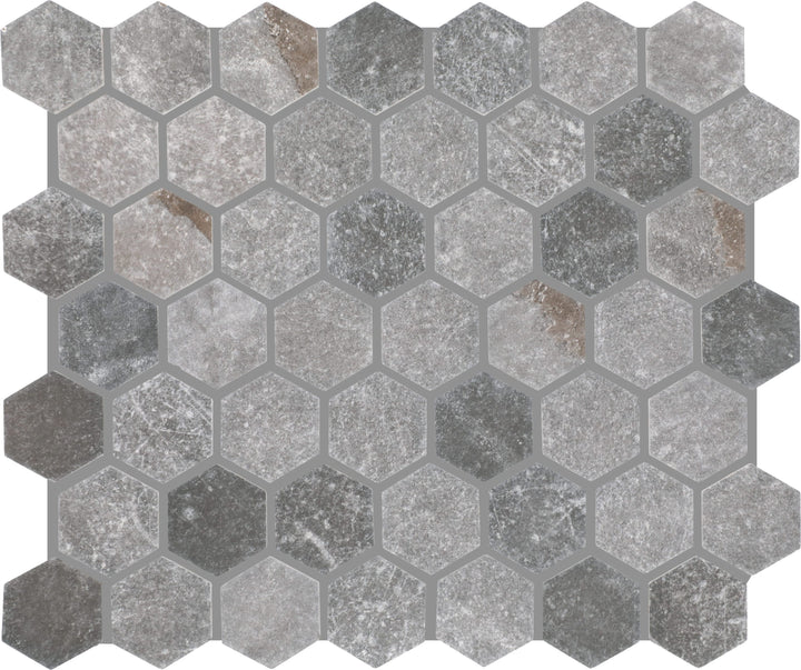 STAINMASTER Harbor Gray 10-in x 12-in Matte Ceramic Hexagon Mosaic Floor and Wall Tile product image