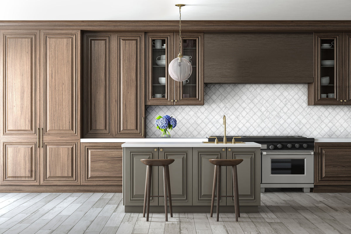 Satori Mercato Bianco 11-in x 13-in Matte Glass Marble Look Arabesque Mosaic Floor and Wall Tile (0.97-sq. ft/ Piece)